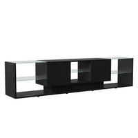 TV-LOWBOARD Schwarz 200x35x45 cm mit Stauraum und verstellbarer LED-Beleuchtung - Schwarz, Holz (35/45/200cm) - PARAFTA HOME