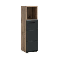 STANDSCHRANK hoch ICE (B/H/T: ca. 30/110/30 cm) in Nox Oak Nachbildung/schwarz matt - Eichefarben, Holz (30/110/30cm)