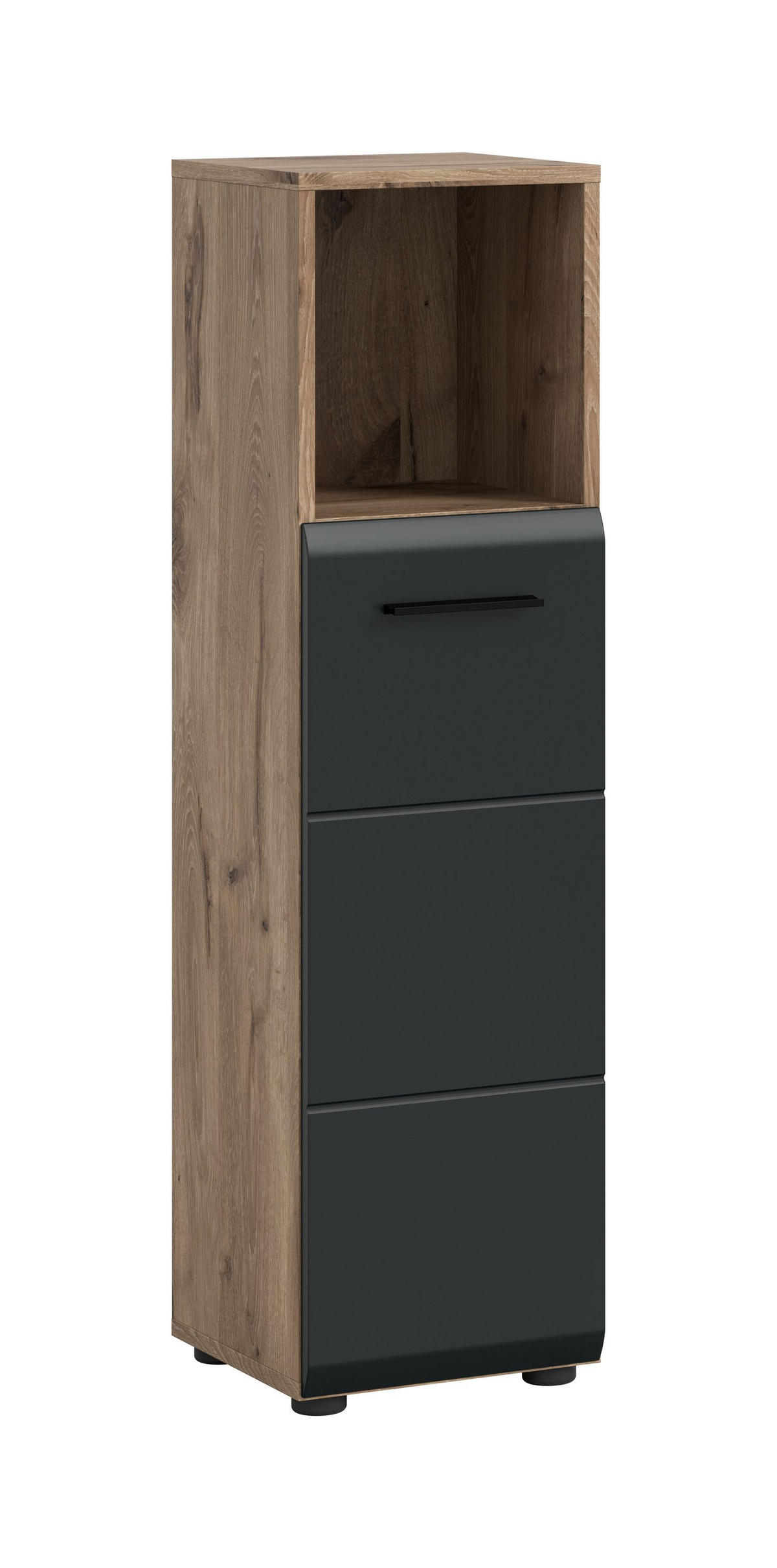 STANDSCHRANK hoch ICE (B/H/T: ca. 30/110/30 cm) in Nox Oak Nachbildung/schwarz matt - Eichefarben, Holz (30/110/30cm)