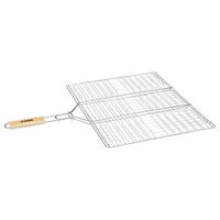 GRILLROST mit Holzgriff - Silberfarben, Metall (40/40cm)