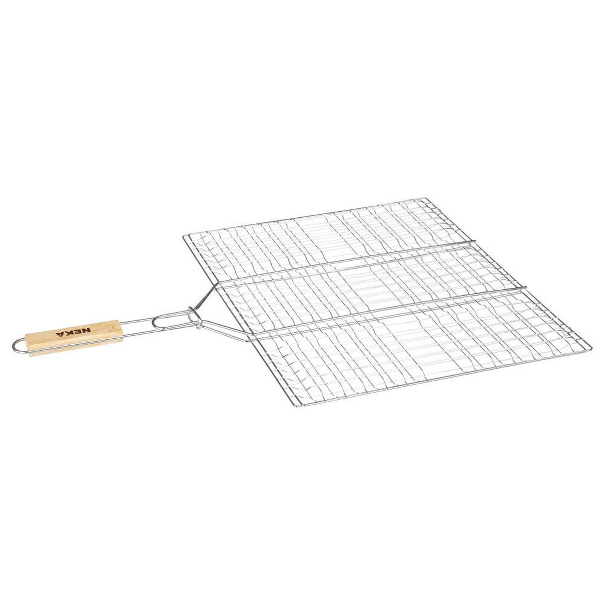 GRILLROST mit Holzgriff - Silberfarben, Metall (40/40cm)