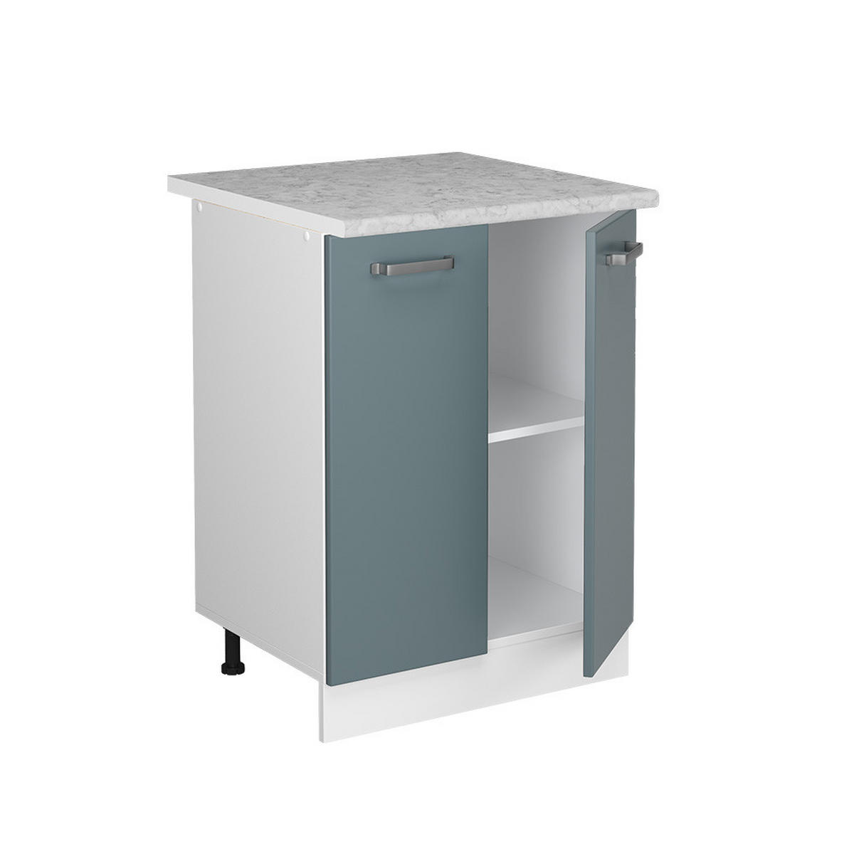 UNTERSCHRANK R-Line Blau-Grau 60 cm mit Türen, mit Arbeitsplatte - Blaugrau/Weiß, Holzwerkstoff (60/81.6/60cm) - Vicco
