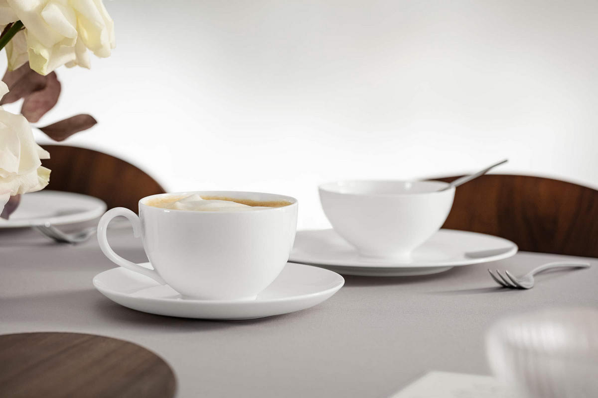 CAFÉ AU LAIT TASSE MIT UNTERTASSE Royal weiß 400 ml - Weiß, Keramik (18/9.3/18cm) - Villeroy & Boch