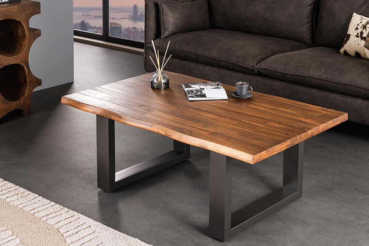 COUCHTISCH GENESIS Akazie kufen Braun 110cm - Schwarz/Braun, Holz/Metall (69/110/46cm) - riess-ambiente