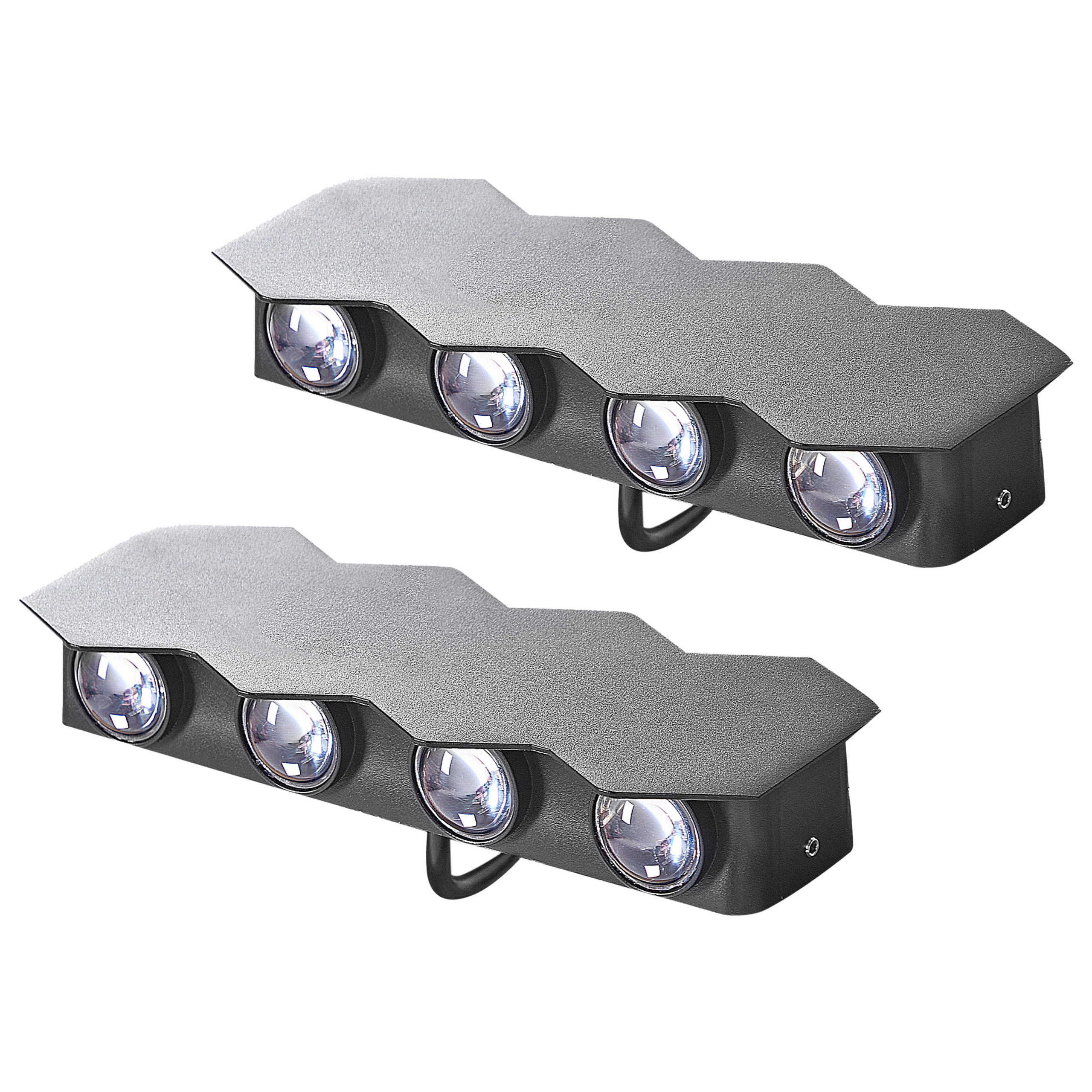 AUSSENWANDLEUCHTE 2er Set Schwarz Weldon - Schwarz, Metall (21/8/3cm) - Beliani