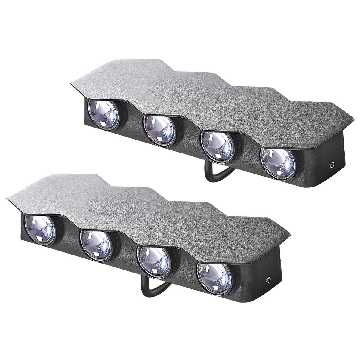 AUSSENWANDLEUCHTE 2er Set Schwarz Weldon - Schwarz, Metall (21/8/3cm) - Beliani