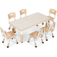 KINDERTISCH- und Stuhl-Set 7-teilig höhenverstellbar Gelb - Multicolor, Kunststoff (60/60/120cm)