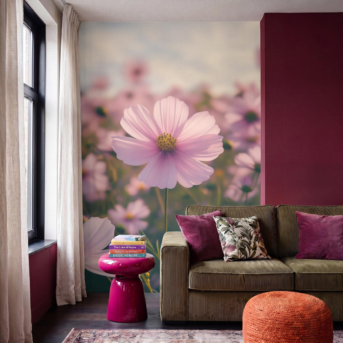 TAPETE - Blumen - Lila - Unscharf - 200x300 cm - Rosa, Papier (200/300cm) - OnlyWow