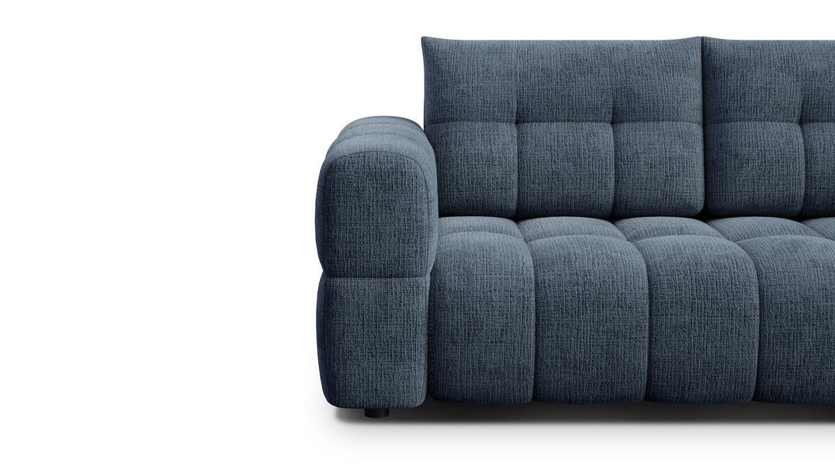 SOFA CLOUDI 2,5-Sitzer, marineblau - Blau/Schwarz, Holz/Textil (211/89/104cm) - Courtois Laville