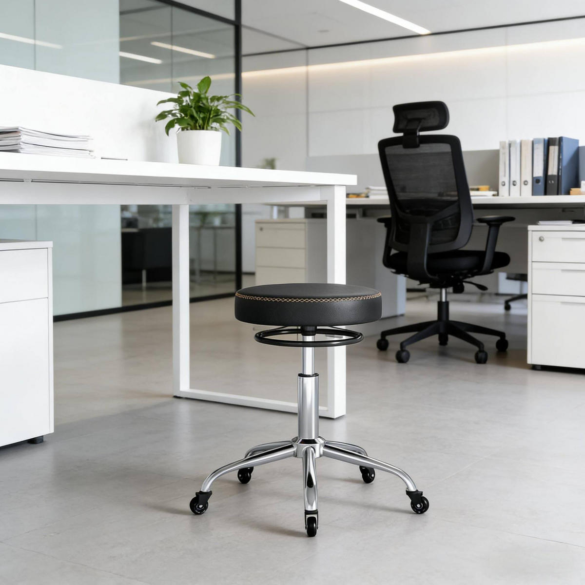 BÜROHOCKER höhenverstellbar 46-58 cm Metall Black - Schwarz, Metall (49/58/49cm) - Meubliv