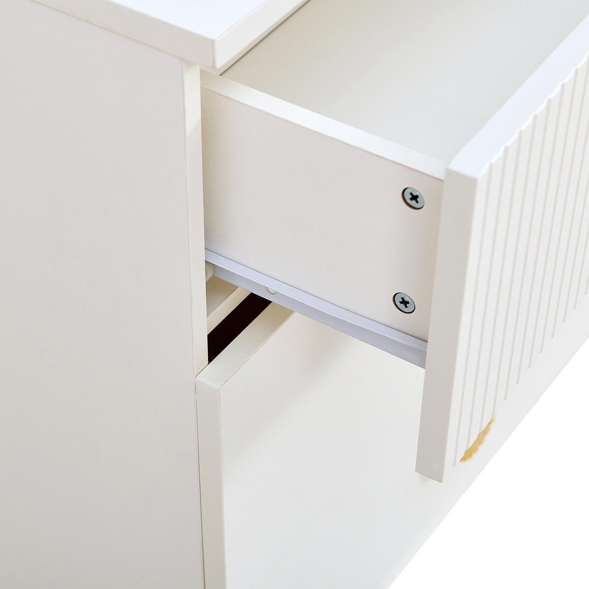 SIDEBOARD 6 Schubladen mit goldenen Griffen & Metallfüßen Weiss - Weiß, Holzwerkstoff (120/75/40cm) - Urban Meuble