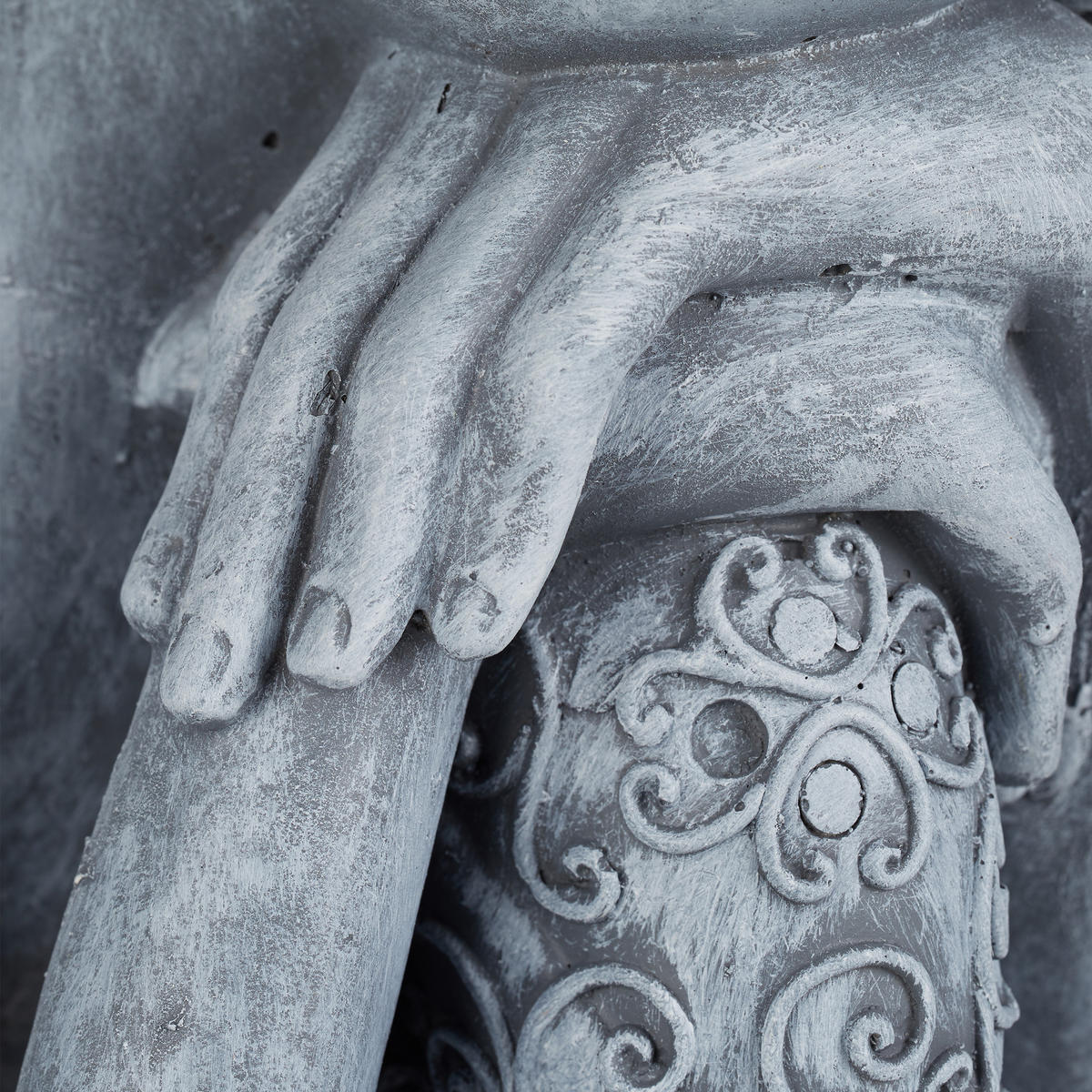 BUDDHA Figur - Grau, Kunststoff (35/60/35cm) - Relaxdays