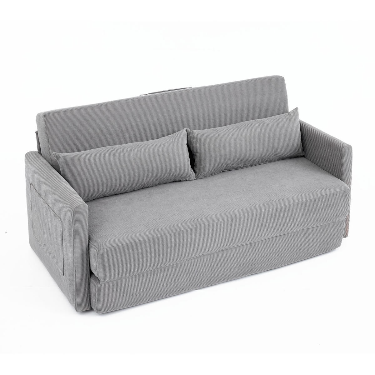 SCHLAFSOFA 2-Sitzer Sofa mit Schlaffunktion,klappbar,Grau - Grau, Textil (165/82/92cm) - LVHOM