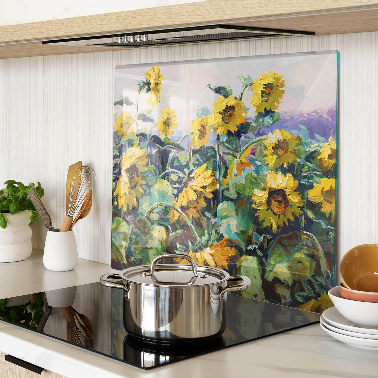 GLASPLATTE 60x52 cm Sonnenblumen - Gelb, Glas (60/0.4/52cm) - TULUP