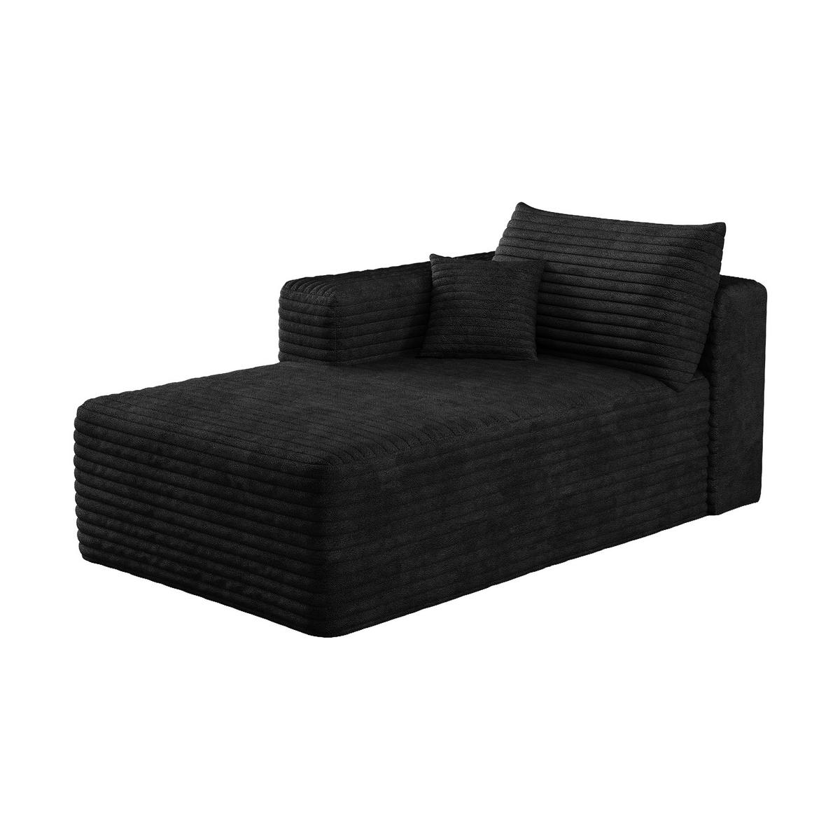 RÉCAMIERE DE-34736 rechte Chaiselongue mit Corduroy Schwarz - Schwarz, Textil (90/58/151cm) - ComfortXL