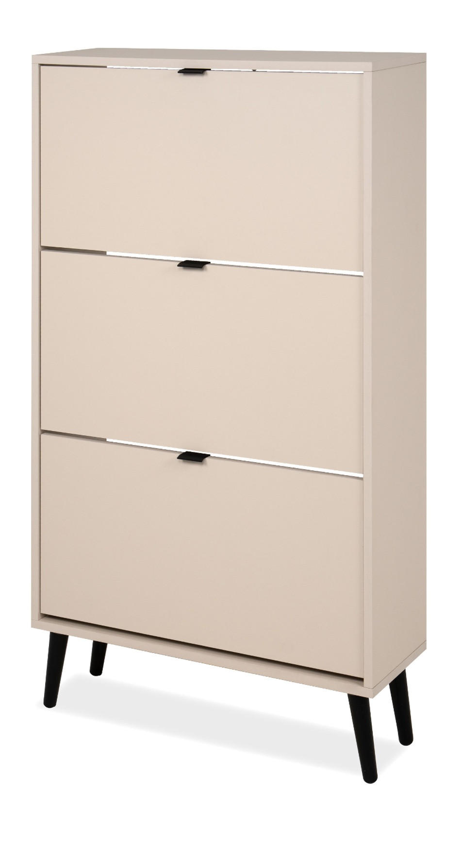 SCHUHSCHRANK samt 70 x 125 cm, Schuhkipper mit großen 3 Klappen - Beige/Schwarz, Holz/Holzwerkstoff (70/125/24cm) - Furn.Design