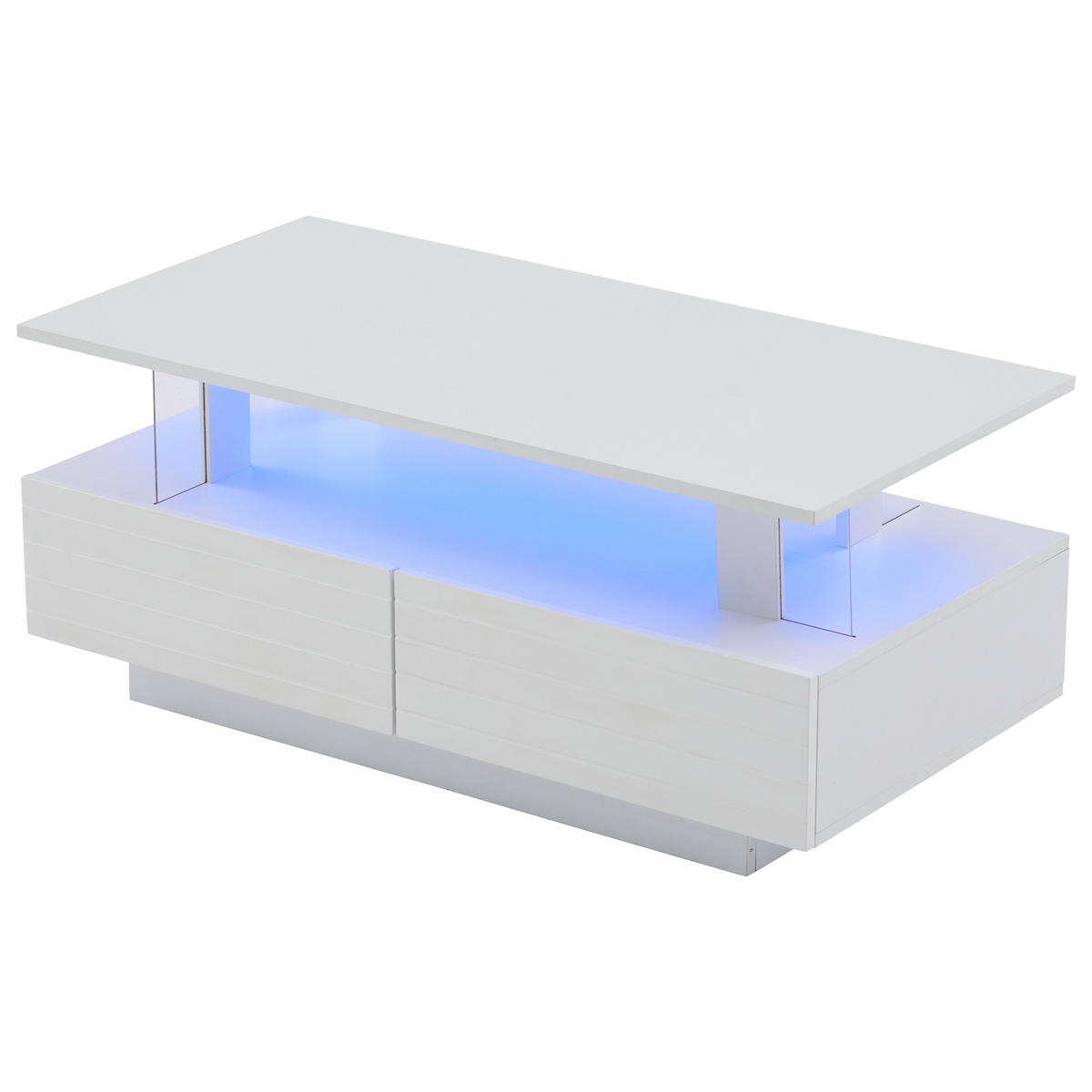 COUCHTISCH weiß mit Acrylelementen, LED-Beleuchtung, App- und Fernbediensteuerung 100 × 50 × 42 cm - Weiß, Holzwerkstoff (50/100/42cm) - Luhomfu