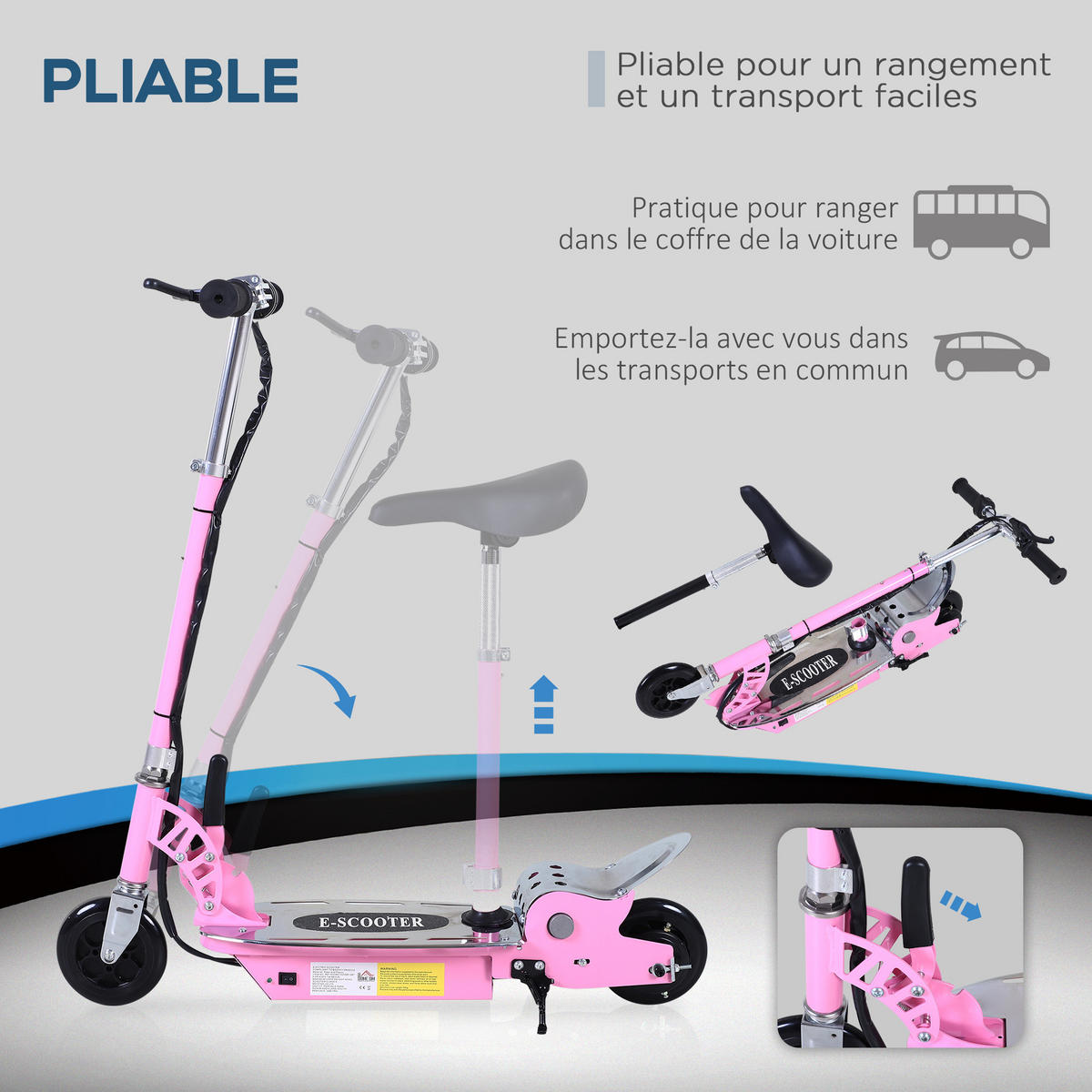 ELEKTROTROLLER DE-16929 120 W klappbar mit Sitz Rosa - Pink, Metall (75/37/98cm) - ComfortXL