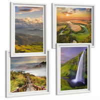 BILDER SET 4er Set - 50x50 cm & 40x60 cm Weißer Rahmen - Ausblicke auf Berge, Flüsse und Wasserfälle - Weiß, Kunststoff (50/50cm) - TULUP