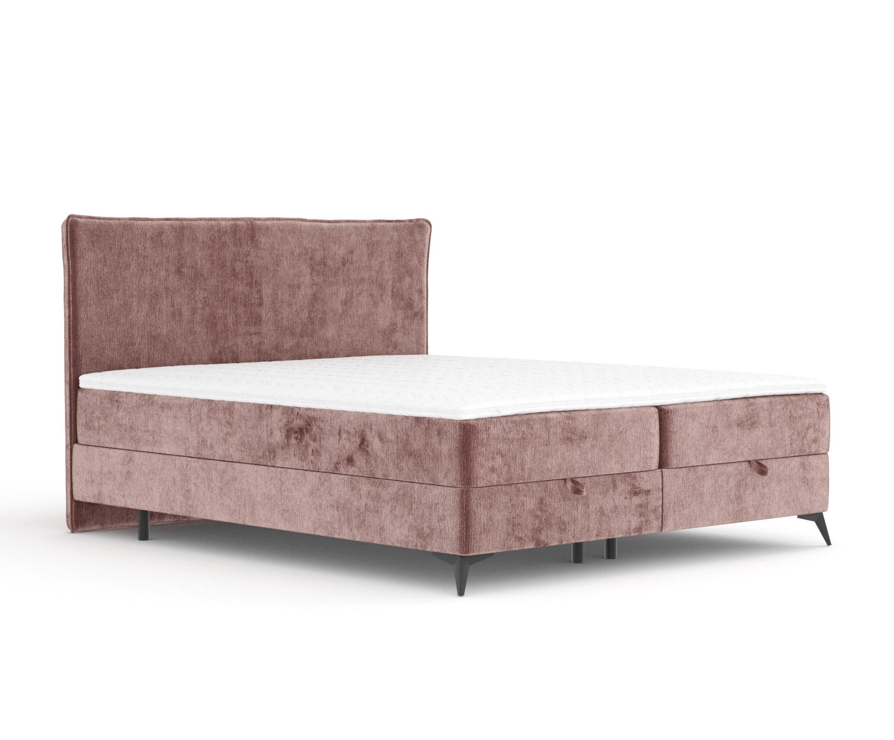 BOXBETT Peru Rosa 140/200 cm im Chenille-Stoff - Pink/Schwarz, Holz/Holzwerkstoff (140/200cm) - Maison de Reve