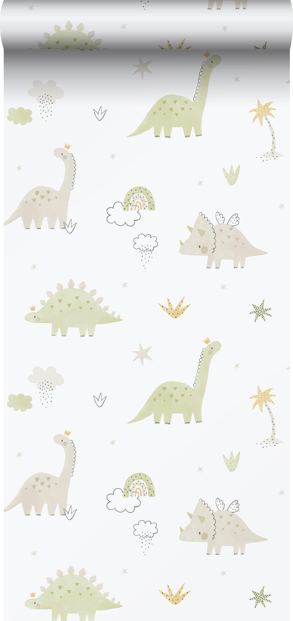 TAPETE Dinosaurier 53 cm x 10.05 m - Weiß, Papier (53/0.1cm) - Sanders & Sanders