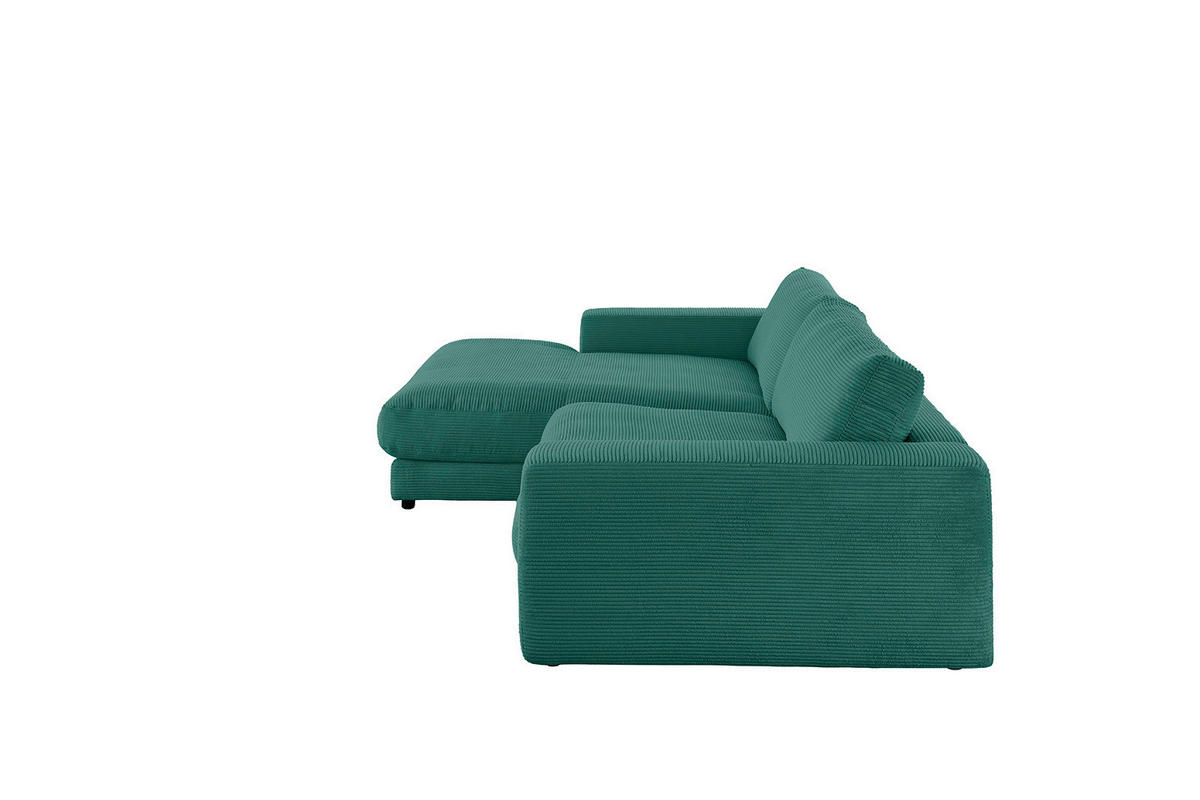 ECKSOFA MADELINE Smaragdgrün Cord - Smaragdgrün/Schwarz, Kunststoff/Textil (270/190cm) - KAWOLA