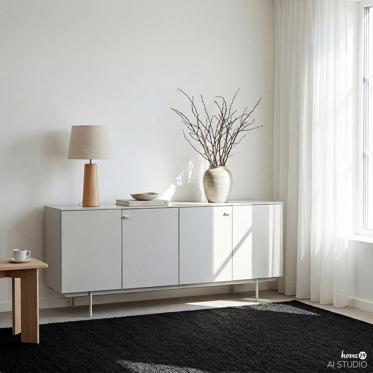 SIDEBOARD - Hellgrau - Hellgrau, Holzwerkstoff/Metall (200/80/45cm) - home24