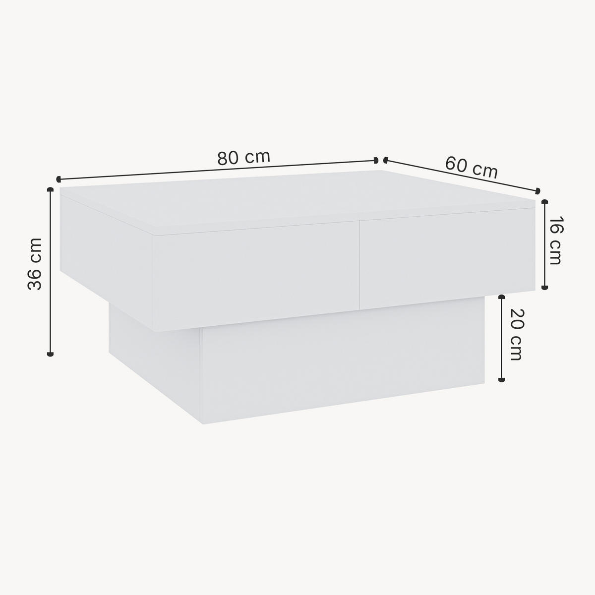 KONZOLOVÝ STOLEK Lens 80/60/36 cm - bílá, kompozitní dřevo (60/80/36cm) - [en.casa]