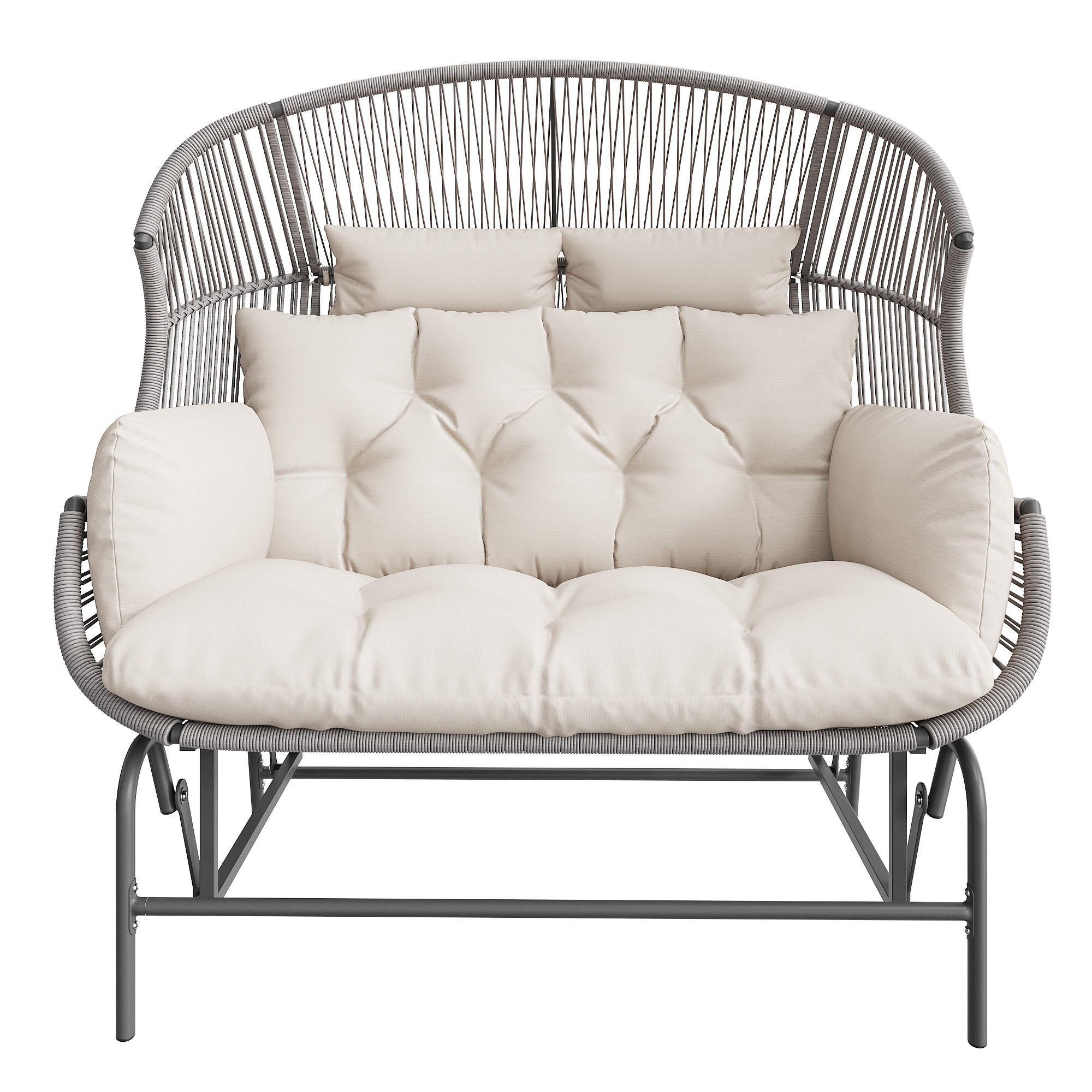 HÄNGESESSEL 2 Personen Grau Für Garten Balkon Terrasse - Grau, Metall (85/143/145cm) - FLIEKS