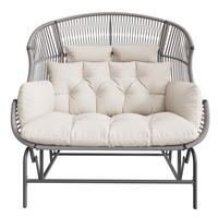 HÄNGESESSEL 2 Personen Grau Für Garten Balkon Terrasse - Grau, Metall (85/143/145cm) - FLIEKS