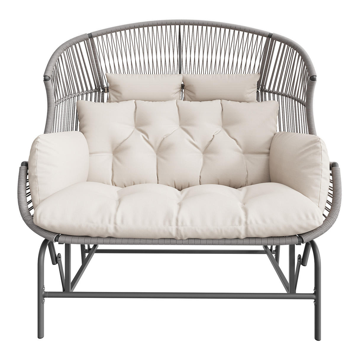 HÄNGESESSEL 2 Personen Grau Für Garten Balkon Terrasse - Grau, Metall (85/143/145cm) - FLIEKS