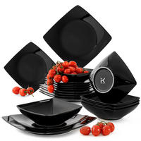 TAFELSERVICE EPIRI 6 Personen 18-tlg - Schwarz Hochglanz, Keramik (25/2/25cm) - KONSIMO®