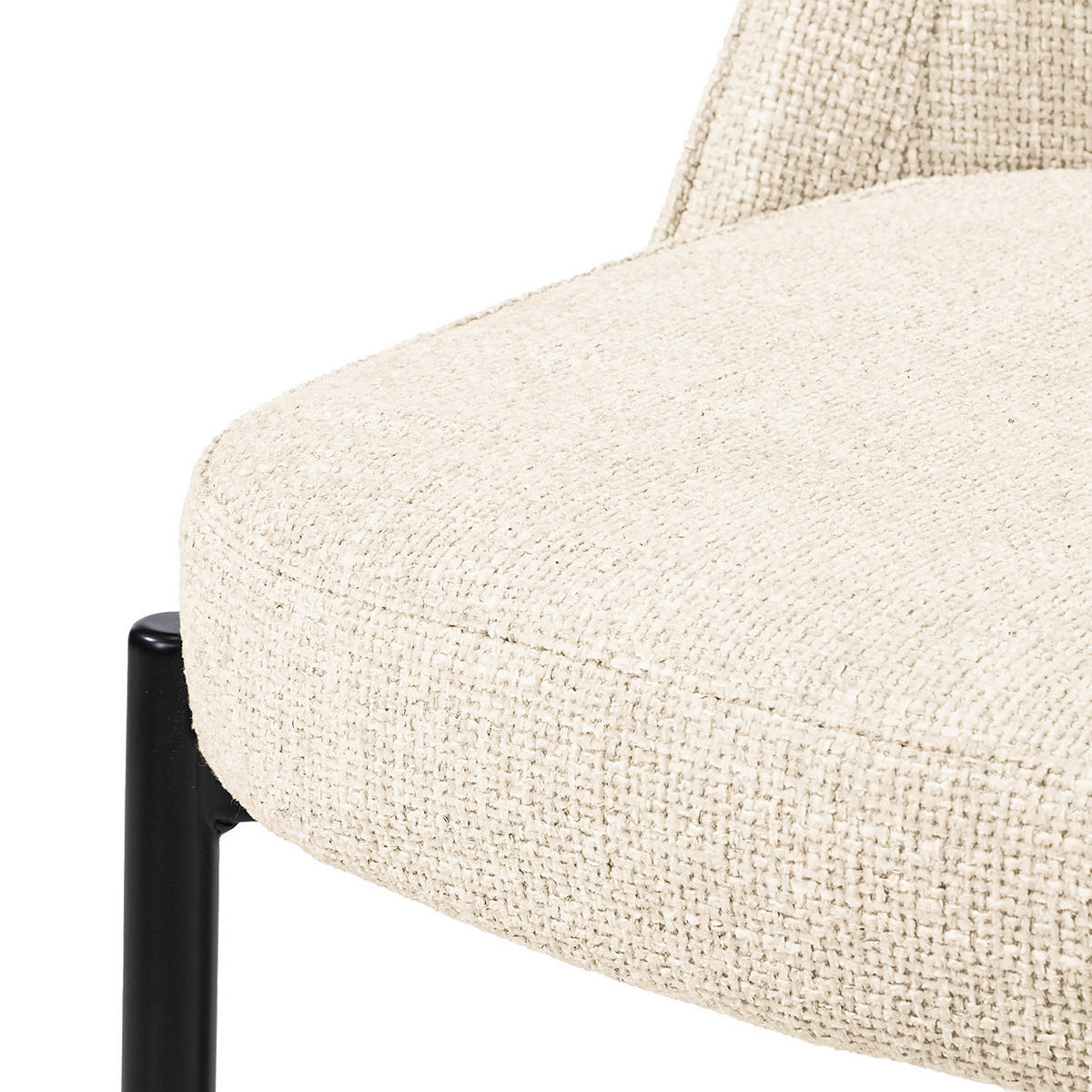 POLSTERSTUHL - Strukturstoff / Stahl, 2er-Set - Creme/Schwarz, Metall (57/85/52cm) - home24