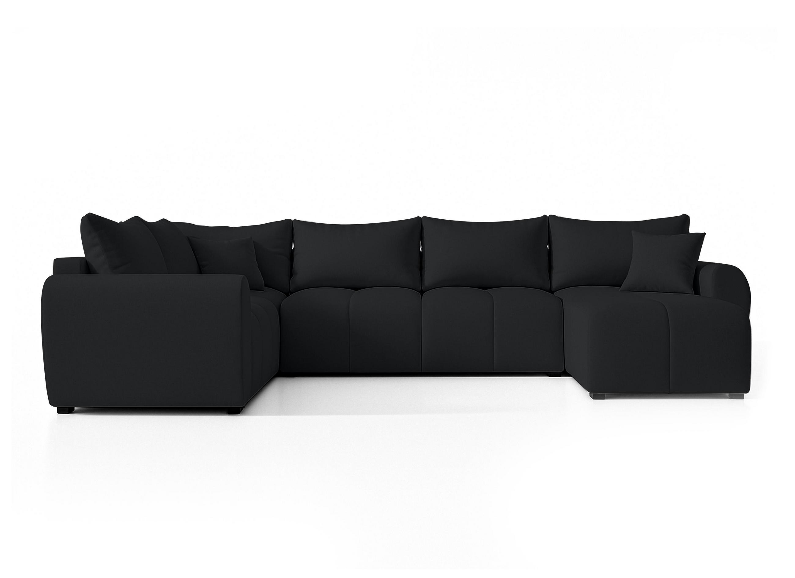 WOHNLANDSCHAFT Malatya U Form MAX Schwarz 311/145/82 cm mit Schlaffunktion - Schwarz, Kunststoff/Textil (303/82/208cm) - AX Living