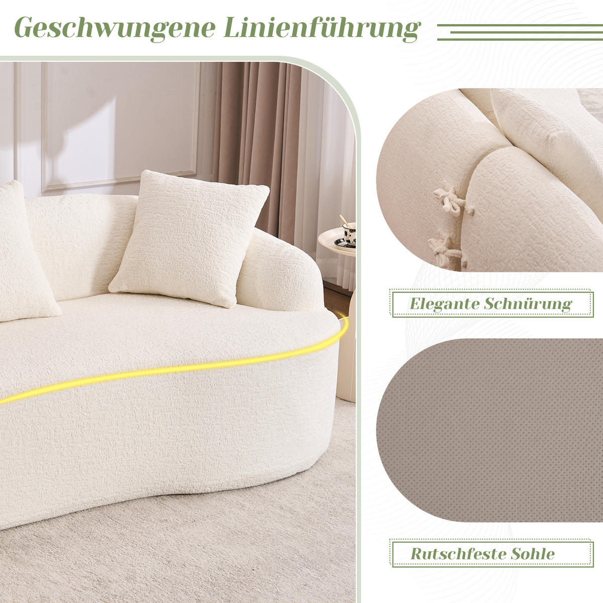 ECKSOFA Chenille Weiß Werkzeugfrei Montierbar - Weiß, Textil (243/150cm) - WISHDOR