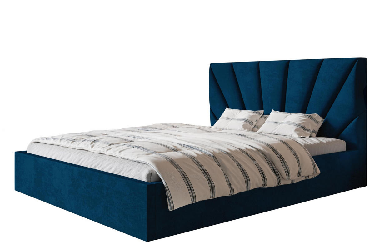 BETT 90x200 - Polsterbett mit Bettkasten und Holzrahmen - Modern Betten - Glatter Kronos-Stoff - Kollektion Denver, Blau - Blau, Holz/Textil (90/200cm) - Alpi-Möbel
