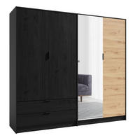 KLEIDERSCHRANK Ulm schwarz / Eiche Artisan 220,5 / 54 / 203cm - Eichefarben/Multicolor, Holz/Holzwerkstoff (221/203/54cm) - Feldmann-Wohnen