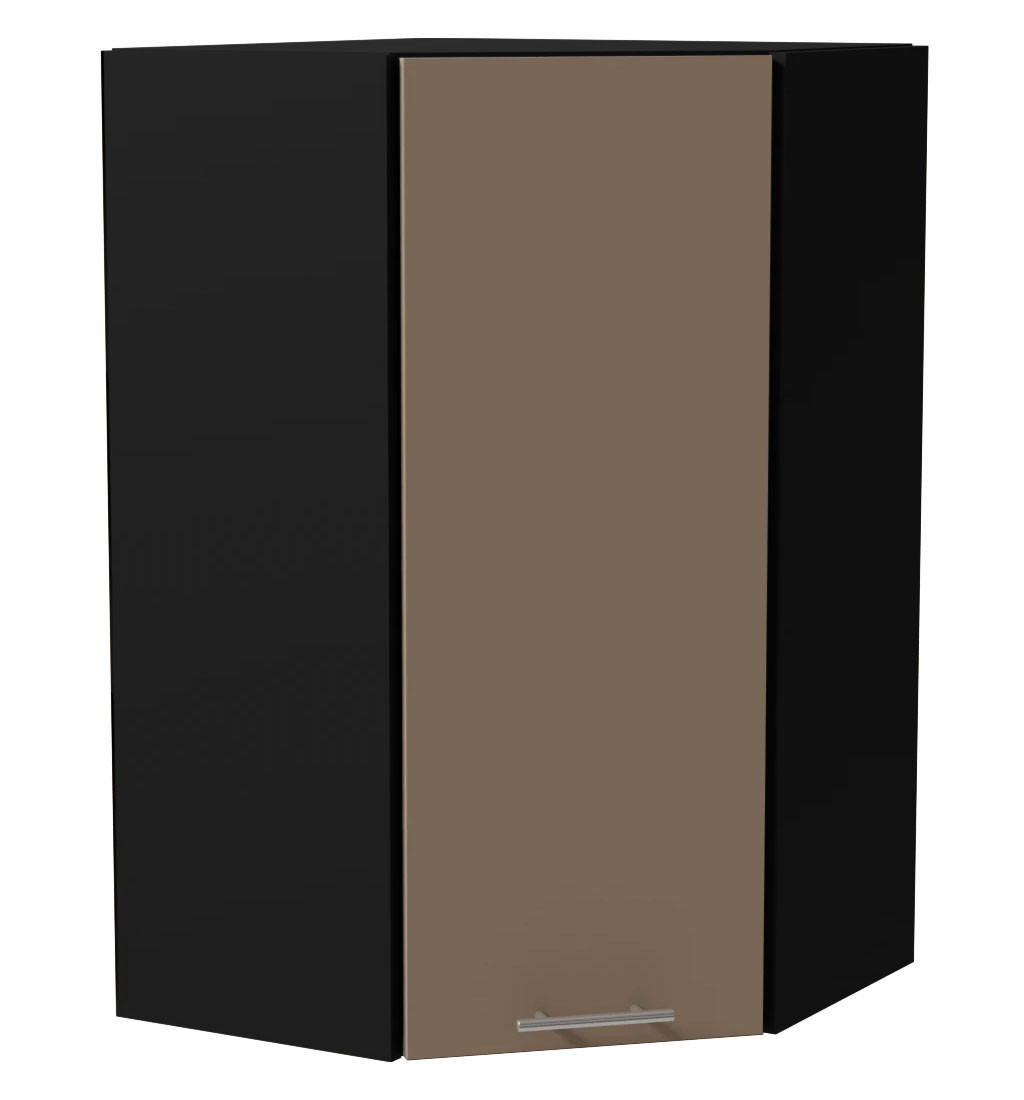 ECKHÄNGESCHRANK Brerra RAL 1019 graubeige Matt / Schwarz Matt 60 / 60 / 96cm - Graubraun/Schwarz, Holz/Holzwerkstoff (60/96/60cm) - Feldmann-Wohnen