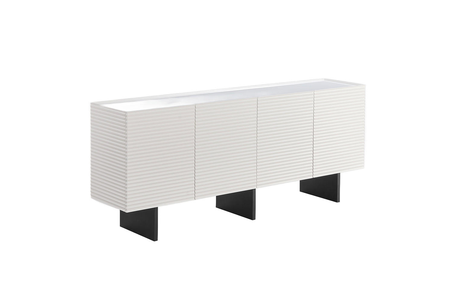 SIDEBOARD LYNN Weiß Holz - Schwarz/Weiß, Holzwerkstoff/Metall (180/75/40cm) - KAWOLA