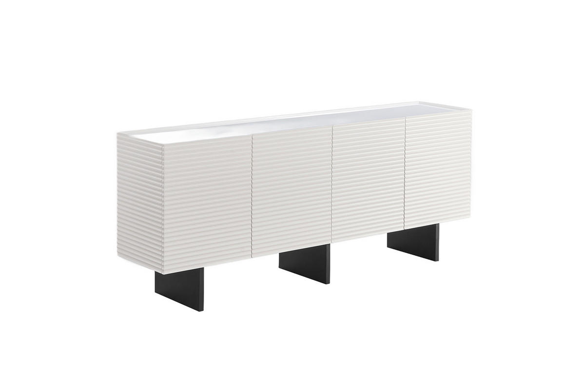 SIDEBOARD LYNN Weiß Holz - Schwarz/Weiß, Holzwerkstoff/Metall (180/75/40cm) - KAWOLA