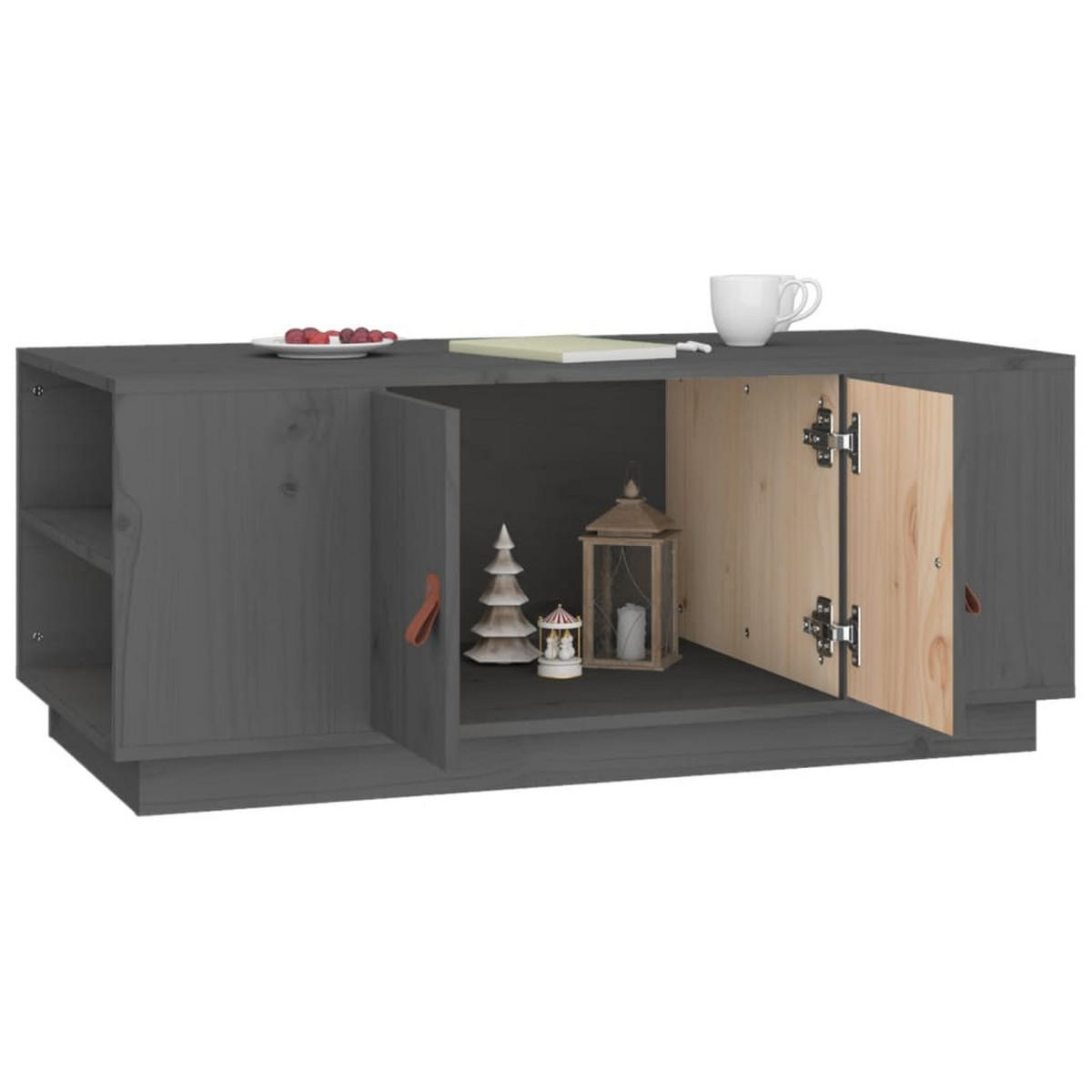 COUCHTISCH Grau 100x50x41 cm Massivholz Kiefer - Grau, Holz (100/50/41cm) - furnicato