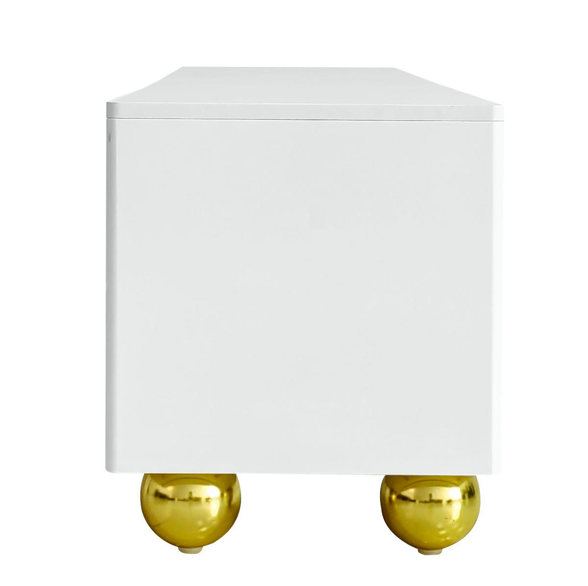 TV-LOWBOARD aus Spanplatte 170x38x44 cm Weiß und Gold mit 4 Türen und Push-to-Open - Weiß, Holzwerkstoff (170/44/38cm) - IVMEU