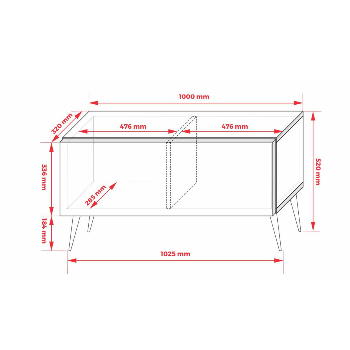 TV-SCHRANK : Ziegelrot, 100 x 52 x 32 cm, Goldene Beine - Rot/Goldfarben, Holzwerkstoff/Metall (100/52/32cm) - 3XE LIVING