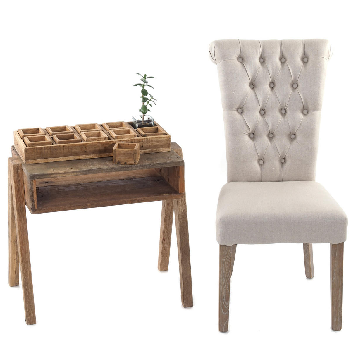 KISTEN-SET Cubo II 7-tlg. Massivholz - Naturfarben, Holz (23cm) - DESIGN DELIGHTS