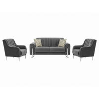 SITZGARNITUR Kochi, Grau Stellvariante 2+1+1 - Grau, Holzwerkstoff/Metall (178/85/95cm)