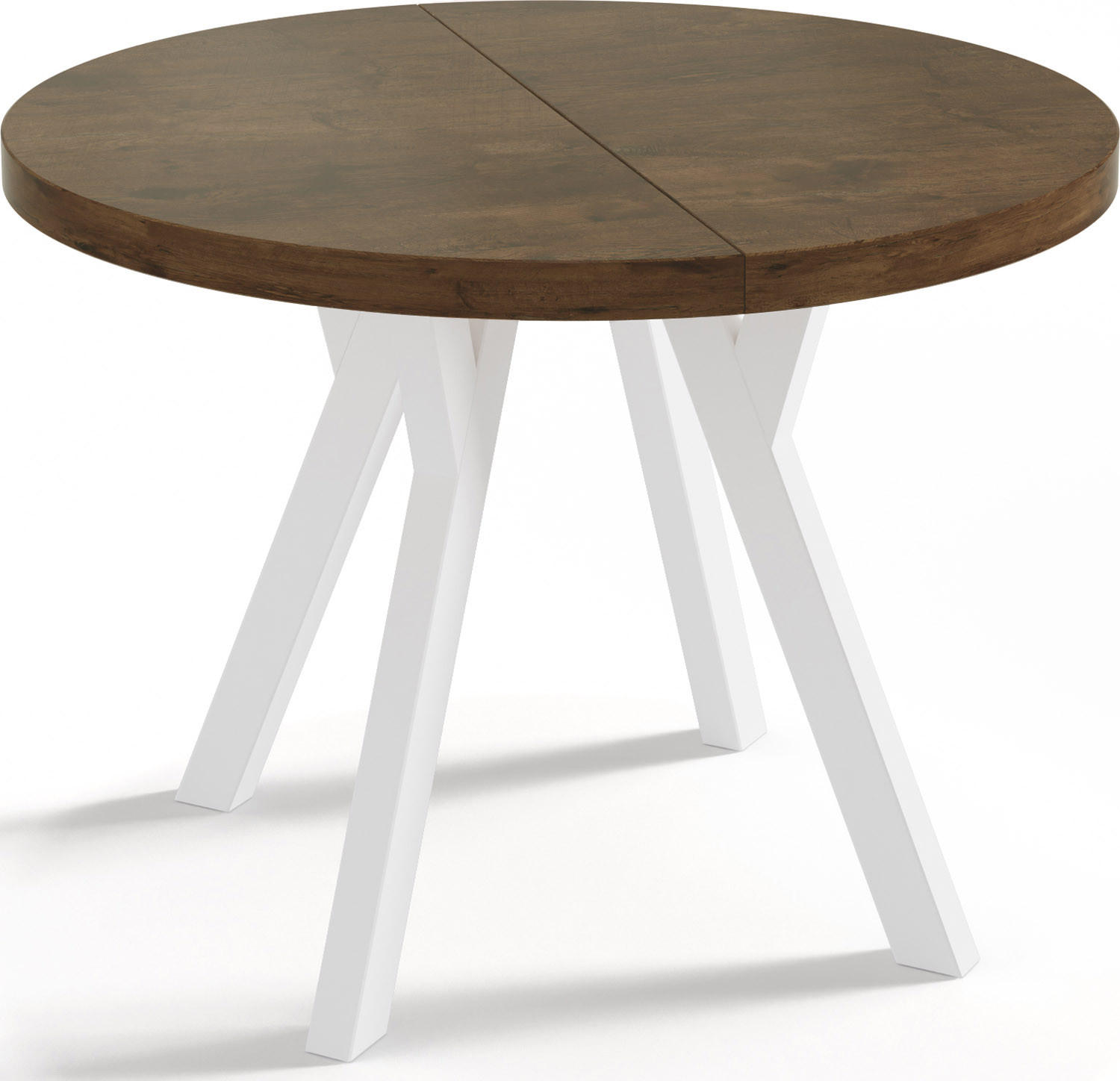 ESSTISCH Twixy runder ausziehbarer, Lefkas Eiche 90-170/90/76 cm - Alteiche/Weiß, Holz/Holzwerkstoff (90/90/76cm) - WFL GROUP