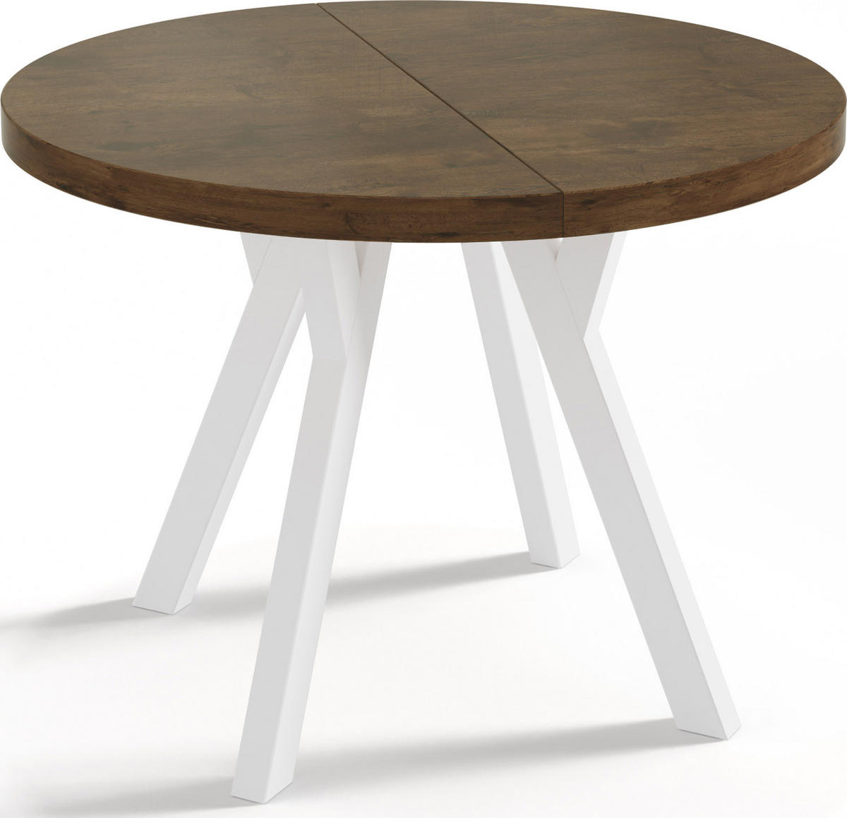 ESSTISCH Twixy runder ausziehbarer, Lefkas Eiche 90-170/90/76 cm - Alteiche/Weiß, Holz/Holzwerkstoff (90/90/76cm) - WFL GROUP