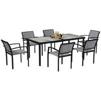 SITZGRUPPE 7 tlg. Essgruppe Grau - Grau, Metall - Outsunny
