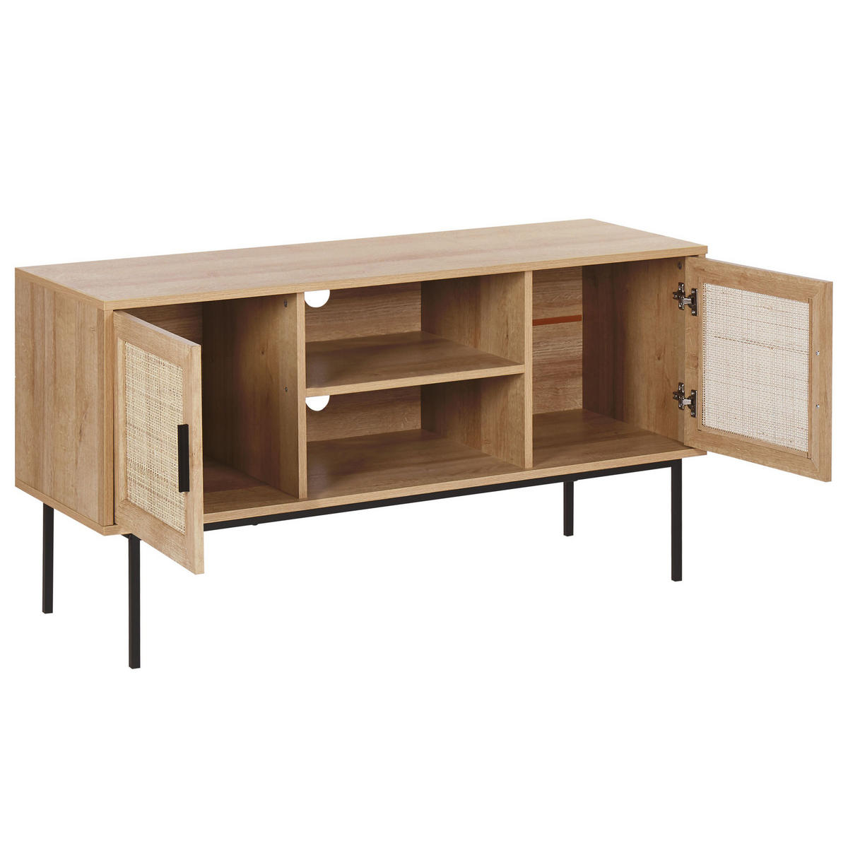 TV-MÖBEL Hellbraun, Schwarz PASCO 39/120/63 cm - Hellbraun, Holzwerkstoff (120/63/39cm) - Beliani
