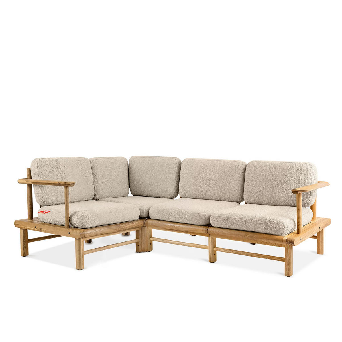 LOUNGESOFA ATREDA links - Creme, Holz/Textil (230/74/160cm) - KONSIMO®